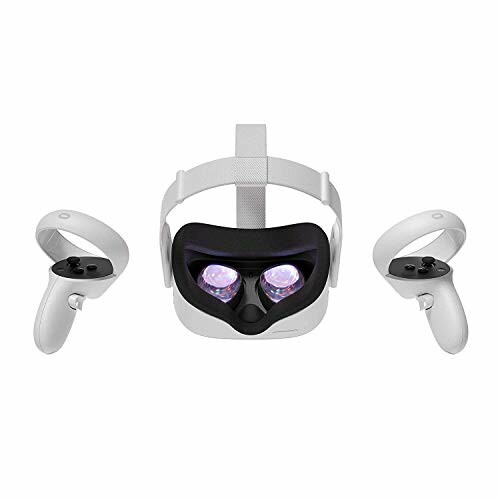 VR headset and controllers on white background