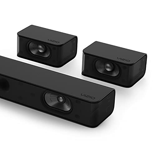 Vizio soundbar with two speakers in black.