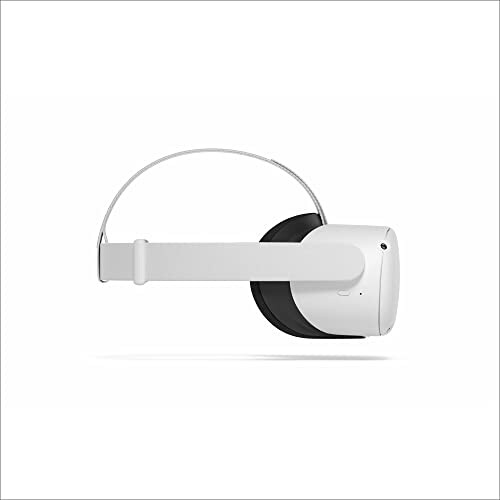 Side view of a white VR headset with a black interior.